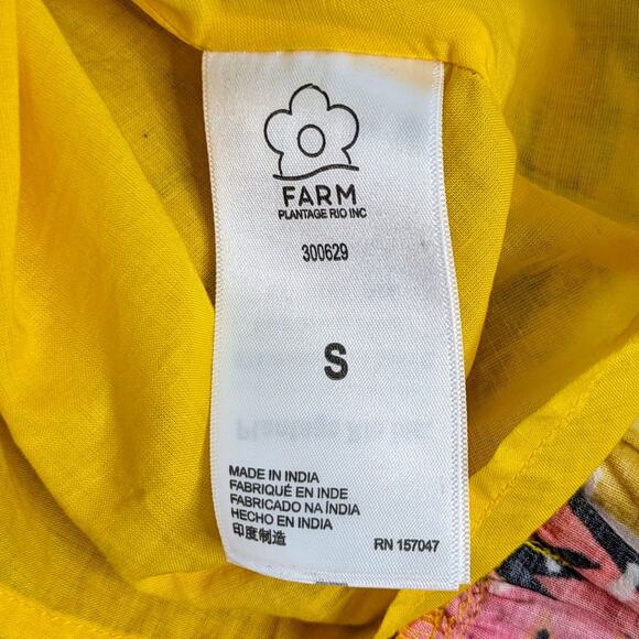 Farm Rio Fruit Dream Ruffle Mini Dress Womens S Yellow Pink Sleeveless Tiered - Picture 15 of 16